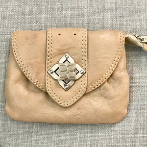 BCBG MaxAzaria Wristlet Taupe Leather